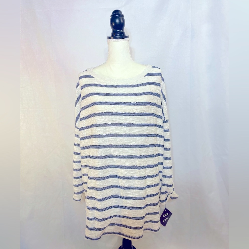 AVA VIV Sweater 2X (20W/22W) Cream/Navy Stripe /Not Worn/
